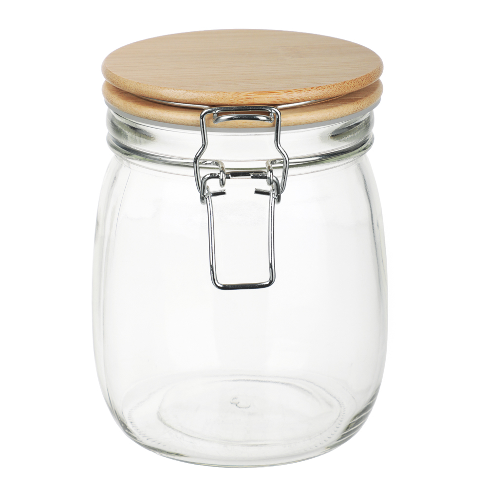 Банка для сыпучих продуктов 750мл 11x14,5см, стекло, крышка бамбук