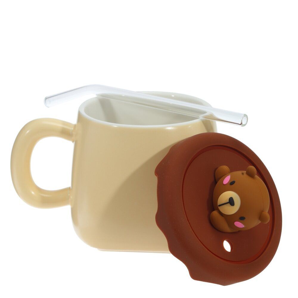 GAEM Кружка с крышкой и трубочкой, 400 мл, L13 W9,5 H12 см, 4в.