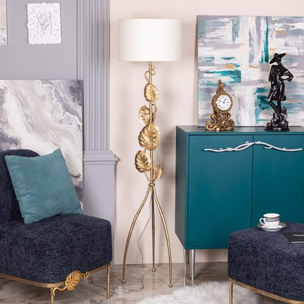 Светильник напольный торшер Monstera Deliciosa (Монстера) с абажуром Винтаж-2 Айвори