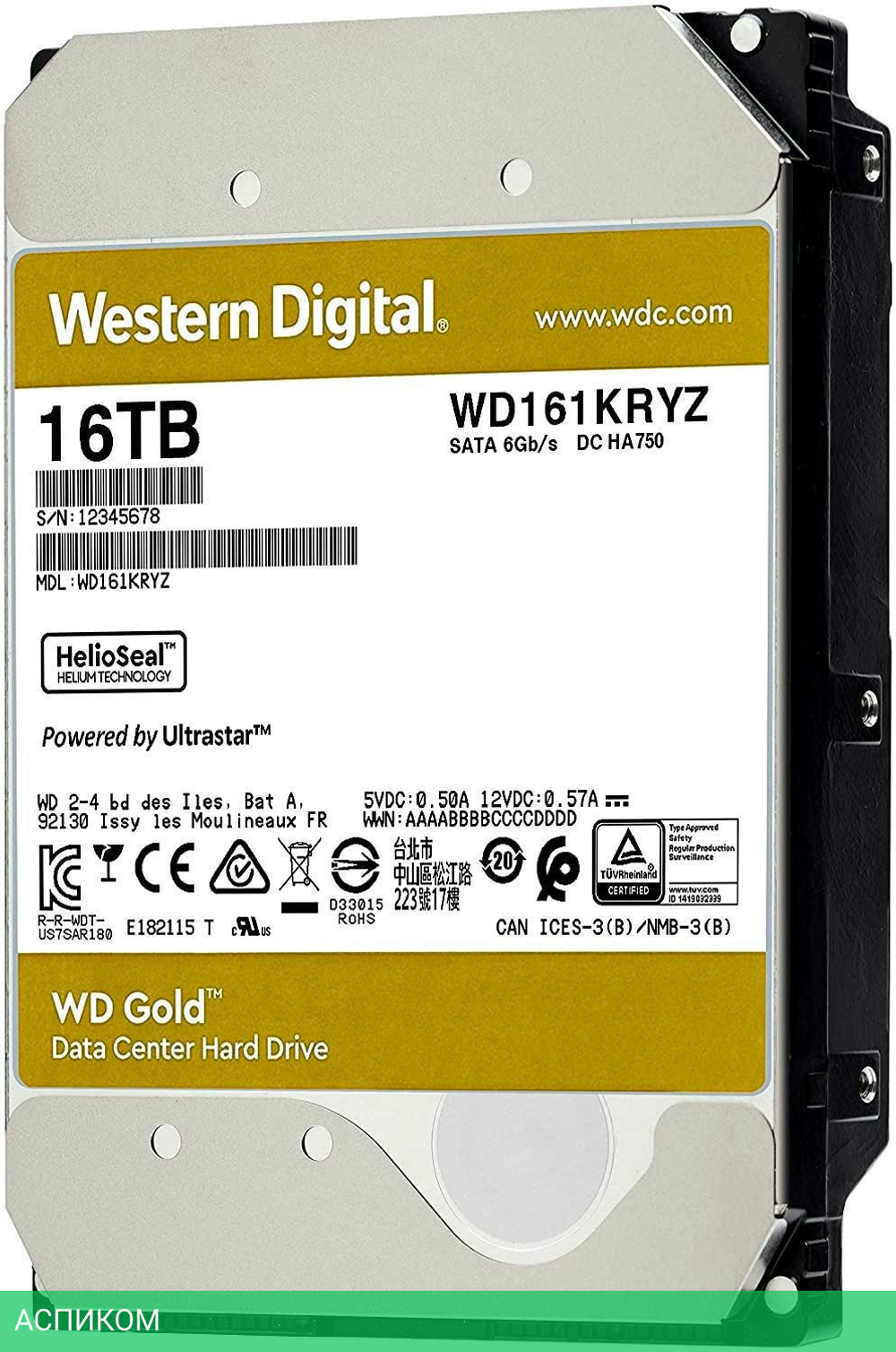 Жесткий диск WD Gold 16TB (WD161KRYZ)
