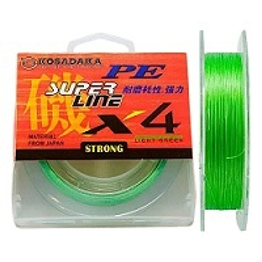 Шнур Kosadaka Super Line PE X4 150м 0.14мм 6.8кг Light Green