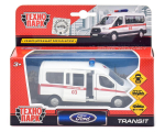 Модель ин. мет. "Ford Transit. Скорая помощь" 12см, открыв.двери, в коробка SB-18-18-A-W-WB (Технопарк)