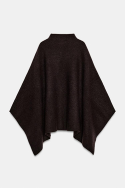 ZARA ТРИКОТАЖНАЯ НАКИДКА С ВЫСОКИМ ВОРОТНИКОМ, КОРИЧНЕВЫЙ