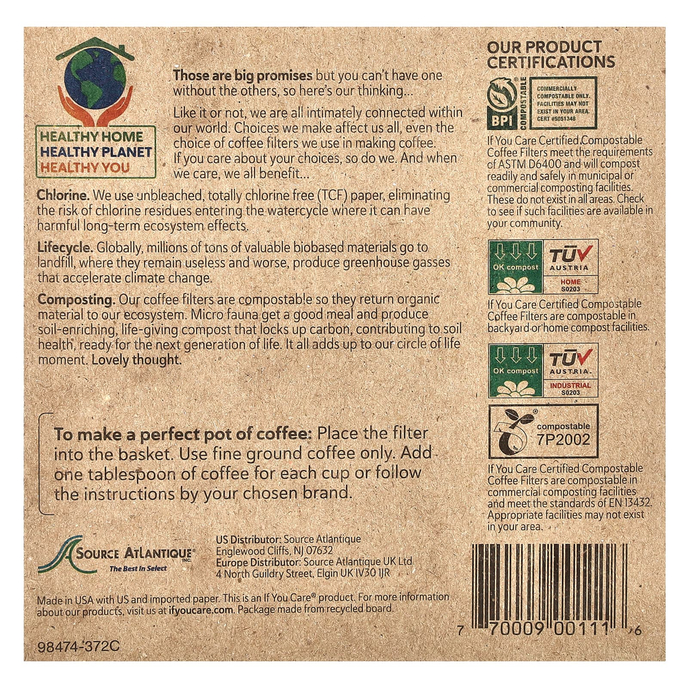 If You Care, Фильтры для кофеварок, 100 фильтров