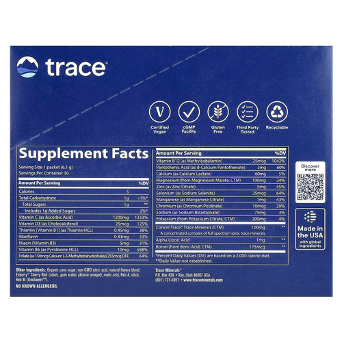 Trace, Power Pak, вишневый лайм, 30 пакетиков по 6,1 г (0,22 унции)