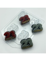 Форма пластиковая для конфет 23 февраля / Цифры МИНИ (4 ячейки)