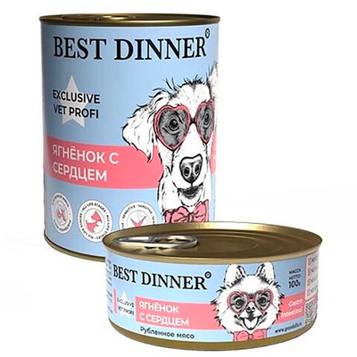 Best Dinner консервы Exclusive Vet Profi Gastro Intestinal с ягненком и сердцем (ал.банка) - для собак с чувствительным пищеварением