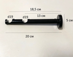 Карниз кованый для штор Заглушка d19/19 мм двухрядный, цвет черный глянец