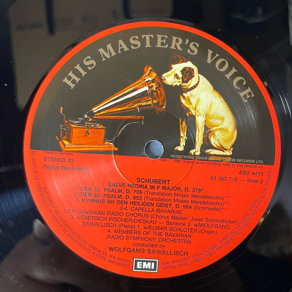 Винтажная виниловая пластинка LP Schubert Шуберт, Wolfgang Sawallisch, German Mass With Epilogue, The Lord's Prayer, D.872 (Германия 1983)
