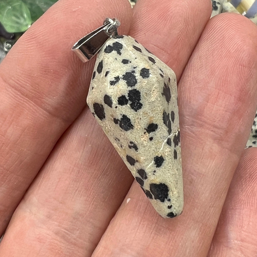 Кулон Маятник из камня Яшма Далматиновая 34х15 мм