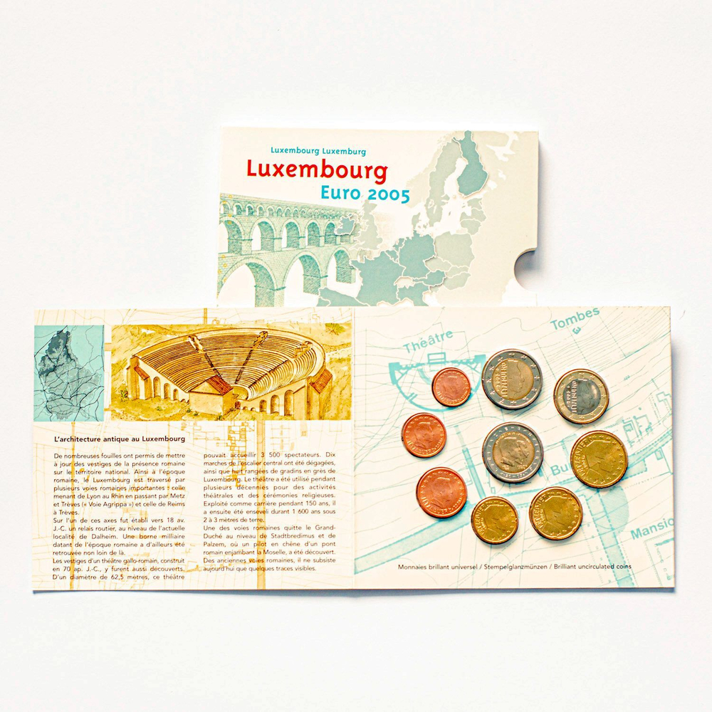 Luxembourg 2005 Year Set + 2 Euro "50th Anniversary of the Birth of Grand Duke Henri & 100th Anniversary of the Death of Grand Duke Adolphe"