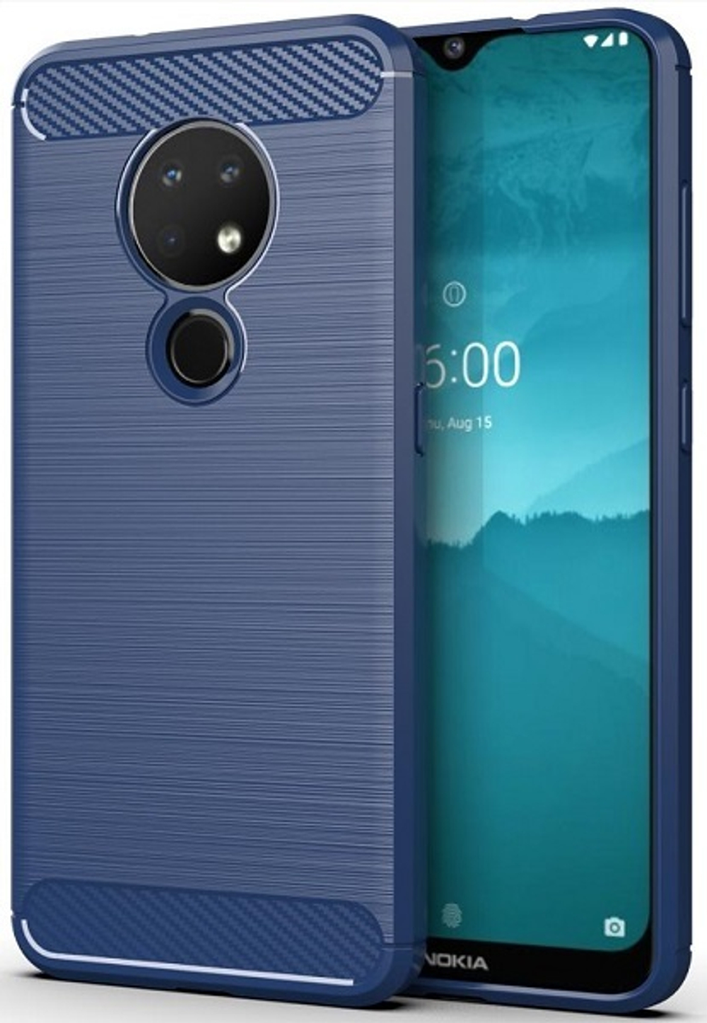 Чехол на Nokia 6.2 (7.2) цвет Blue (синий), серия Carbon от Caseport