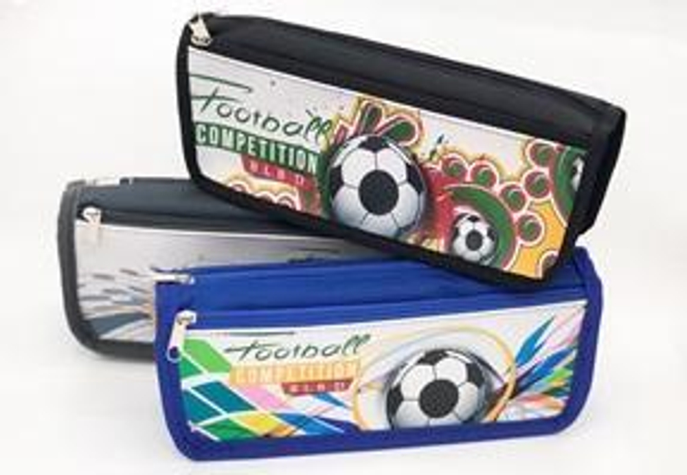 Пенал "Футбол" 21,5*5*9 см, 2 отд., 3 вида микс