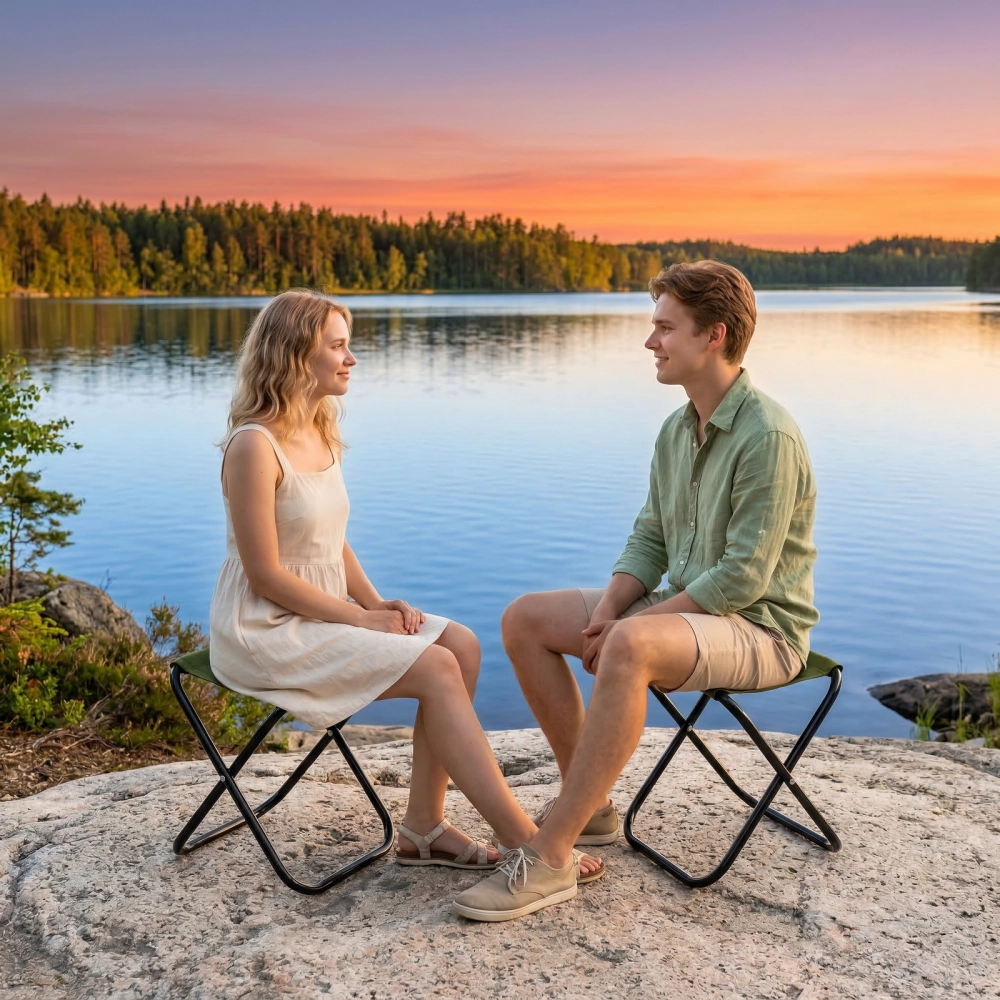 Табурет складной «Турист» О-образный, 24*20*25 см, до 80 кг, травяной