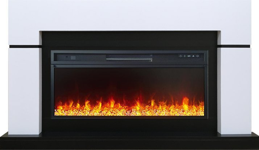Каминокомплект Lindos - Белый с черным (Ширина 1470мм) с очагом Vision 42 LED