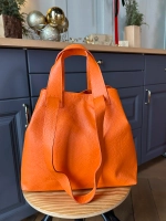 Женская сумка-шоппер из натуральной кожи оранжевого цвета