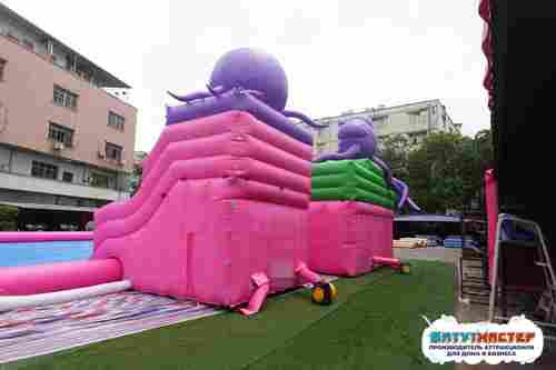 Надувной аквапарк с бассейном для детей «Затерянный мир»,  40х22х6,8 м