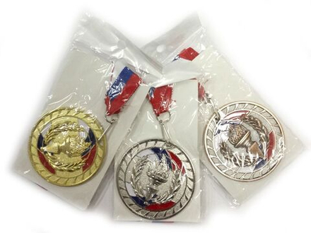 Медаль спортивная с лентой 3 место d - 6,5 см :1802-3