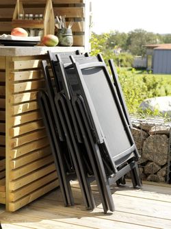 Timra T-R, комплект обеденной мебели антрацит/натуральный, алюминий/тик