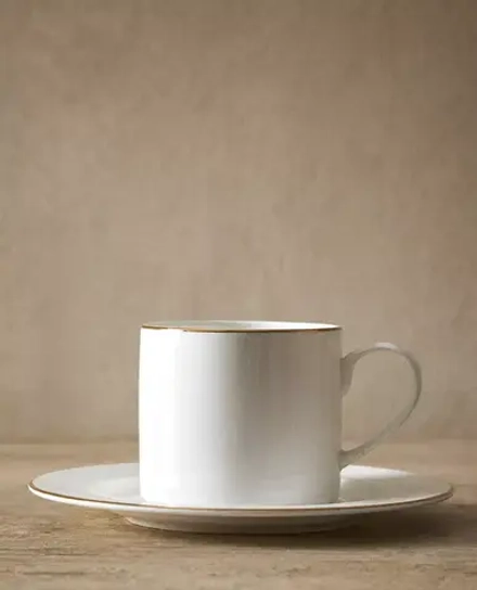 ZARA HOME ФАРФОРОВАЯ КРУЖКА И БЛЮДЦЕ, ЗОЛОТОЙ