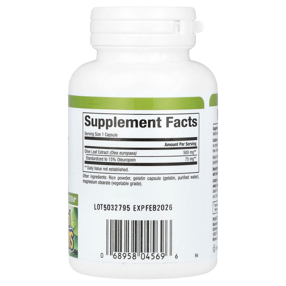 Natural Factors, HerbalFactors, листья оливкового дерева, 500 мг, 60 капсул