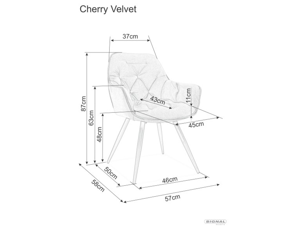 Стул SIGNAL CHERRY Velvet Bluvel 68 карри/черный мат