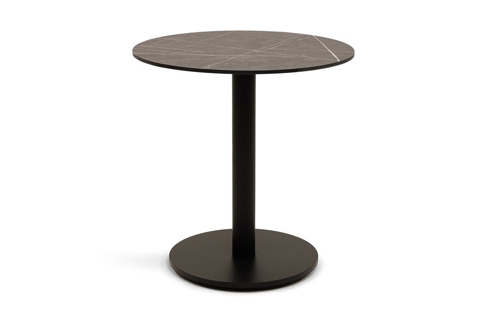 "Каффе" стол из HPL круглый Ø70см, цвет "серый мрамор", подстолье стальное