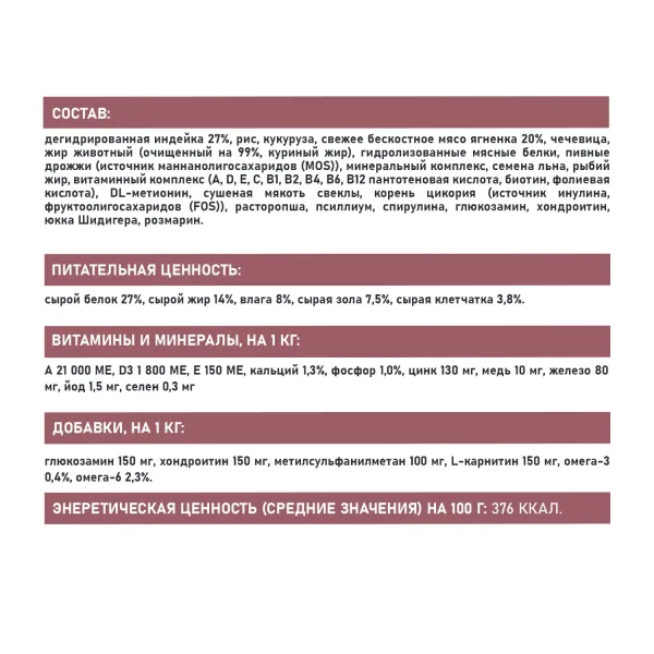 Сухой корм AWARD Special Care Sensitive Digestion для взрослых собак всех пород с чувствительным пищеварением со свежим мясом ягненка