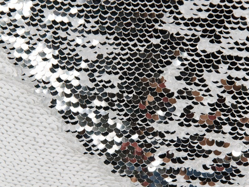 Чехол под печать для сувенирной подушки с Пайетками КВАДРАТ 40x40 см (Серебро/Белый)