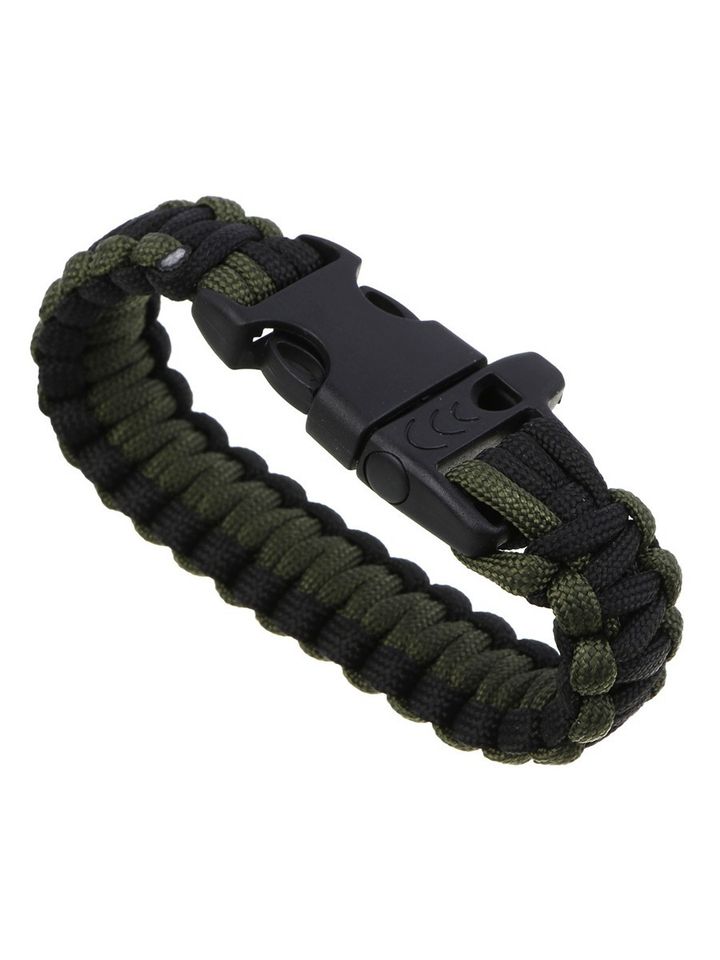 Браслет из паракорда с свистком и огнивом (олива/черный)