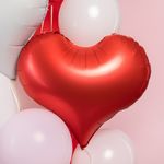 Шар (24''/61 см) Сердце, Люкс, Королевский красный, Сатин, 1 шт. в уп. (цв.этик.)