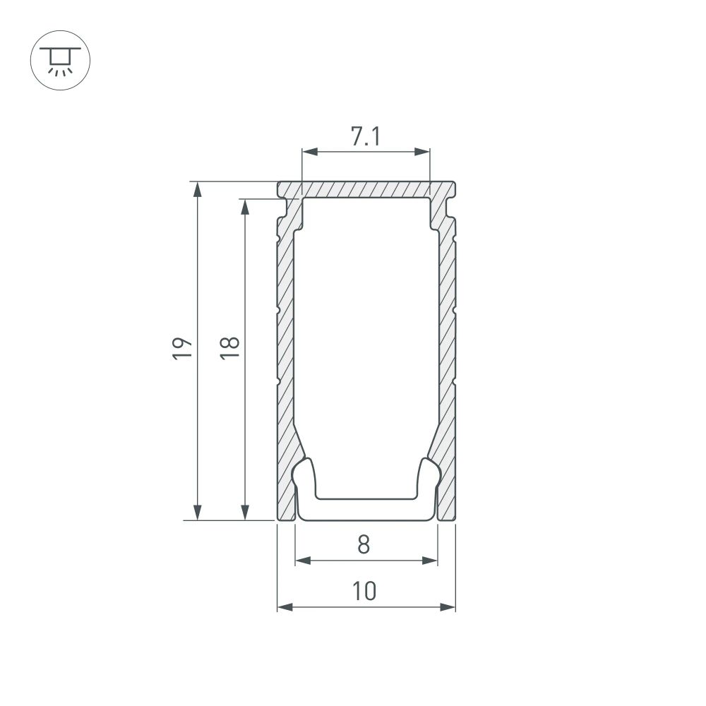 Профиль LINE-1019-2000 ANOD (Arlight, Алюминий) 053426