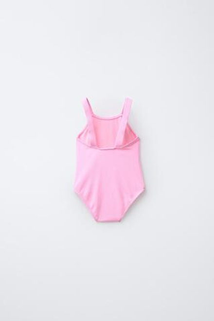 ZARA КУПАЛЬНИК С ВЫШИВКОЙ КЛУБНИКОЙ, ЦВЕТ ФУКСИИ