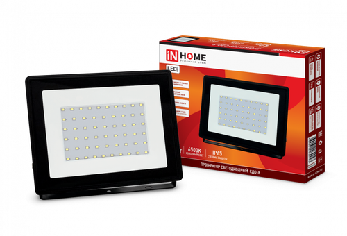 Прожектор светодиодный 50Вт 6500К 4750Лм IP65 230В 180х150х29 черный / СДО-8