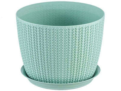 Кашпо Вязание D155мм с подставкой 1,9л (Фисташковый)