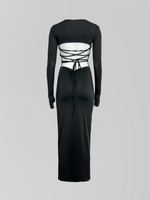 Платье 1122 удлиненное с разрезом по ноге и шнуровкой на спине