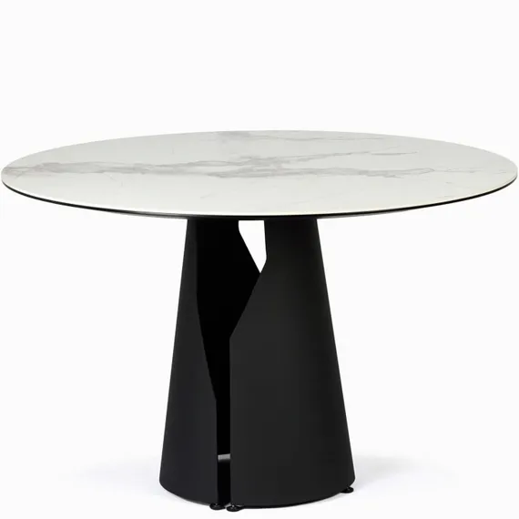 Обеденный стол Giano Ø120 см, белая глянцевая керамика