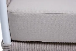 "Диего" кресло плетеное из роупа, основание дуб, каркас алюминий светло-серый (RAL7035) муар, роуп бежевый круглый, ткань бежевая 052