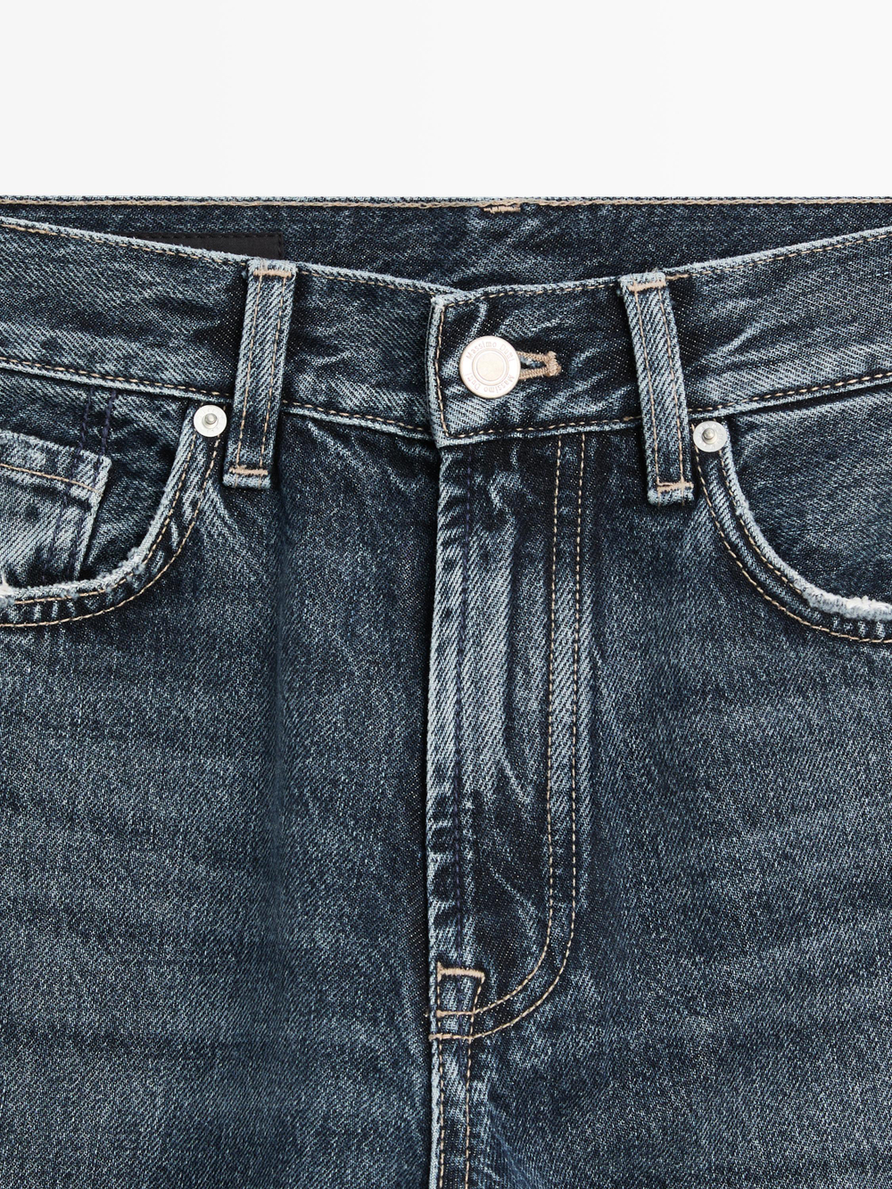 Massimo Dutti Прямые джинсы с высокой талией, средне-синий