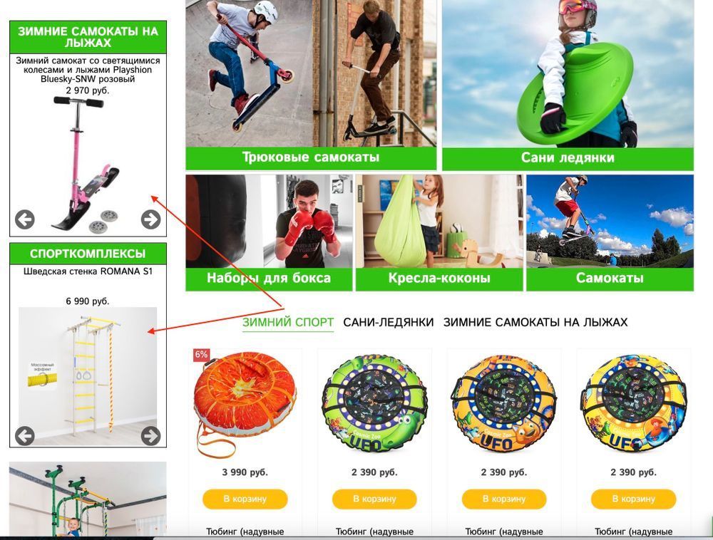 Слайдеры товаров в sidebar