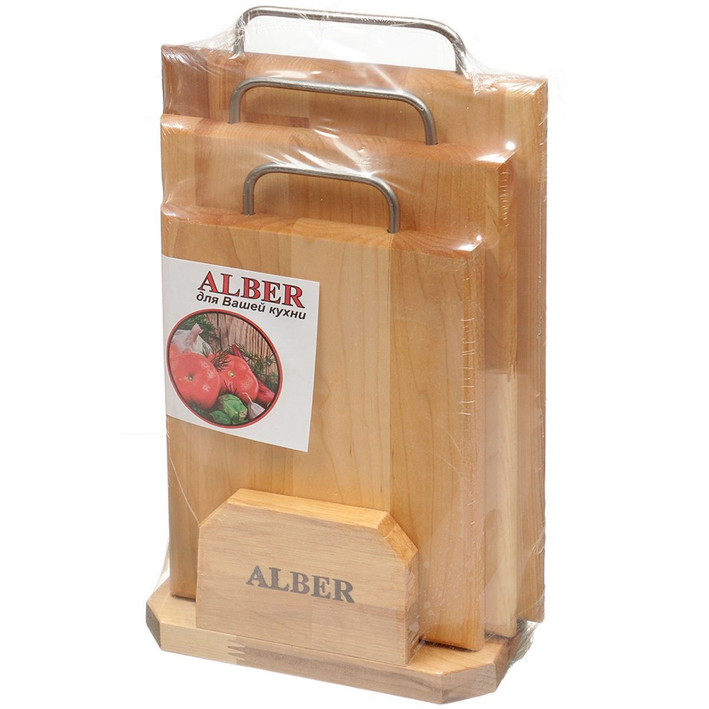 Доска разделочная береза, 34х22х1.8,31х20х1.8,26х18х1.8см, 3 шт, с ручкой, металл, 80035