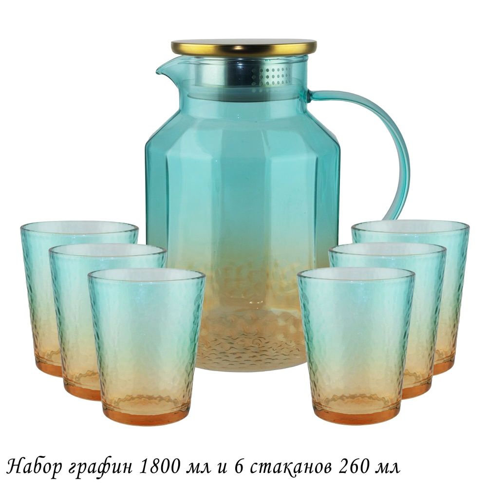 Lenardi 200-043 Набор графин 1800мл и 6 стаканов 260мл в под.уп.(х8) Стекло