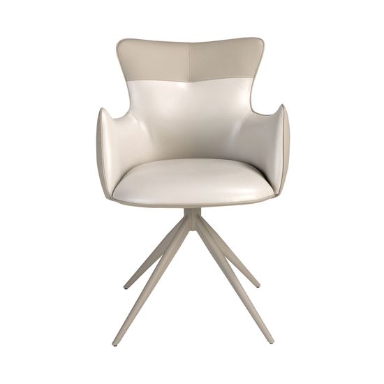 Поворотное кресло 4203 из экокожи кремового и серо-бежевого цвета