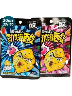 Кислая жевательная конфета Фруктовое ассорти 25 г * 20 шт