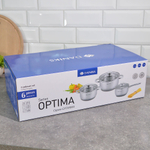 Набор кастрюль 3 предмета (1,5л, 3,1л, 5,4л) нерж, индукция, "Daniks" Оптима GS-01201-6S