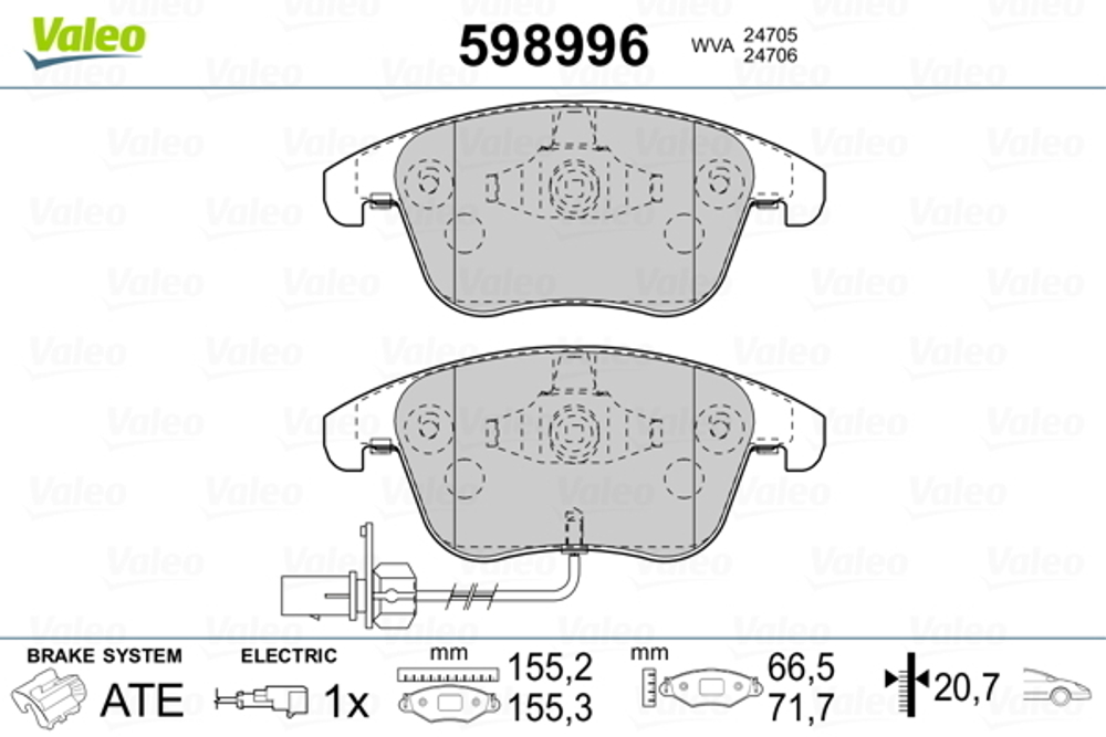VALEO - 598996-VAL - Brake Pad Set, disc brake