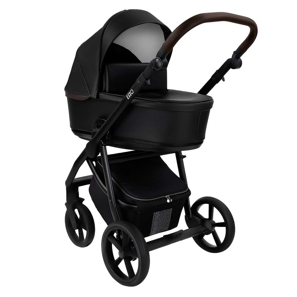 Коляска 2 в 1 Roan Esso Leather, Black / Черный