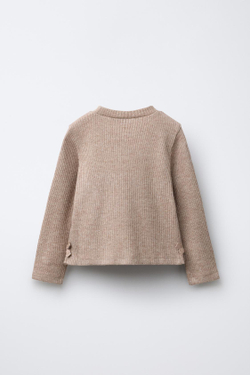 ZARA БЛЕСТЯЩАЯ ФУТБОЛКА В РУБЧИК С БАНТАМИ, РЫЖЕВАТО-КОРИЧНЕВЫЙ