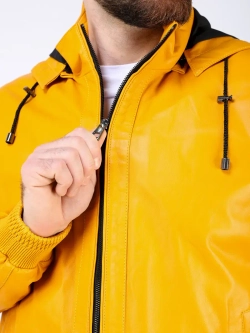 Куртка кожаная натуральная с капюшоном