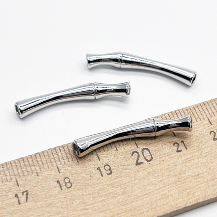 Бусина Бамбук, цвет серебро (родий), размер около 30*4 мм, цена за 1 шт